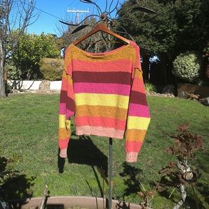 Cotton Blend Candyland Striped Sweater Free People